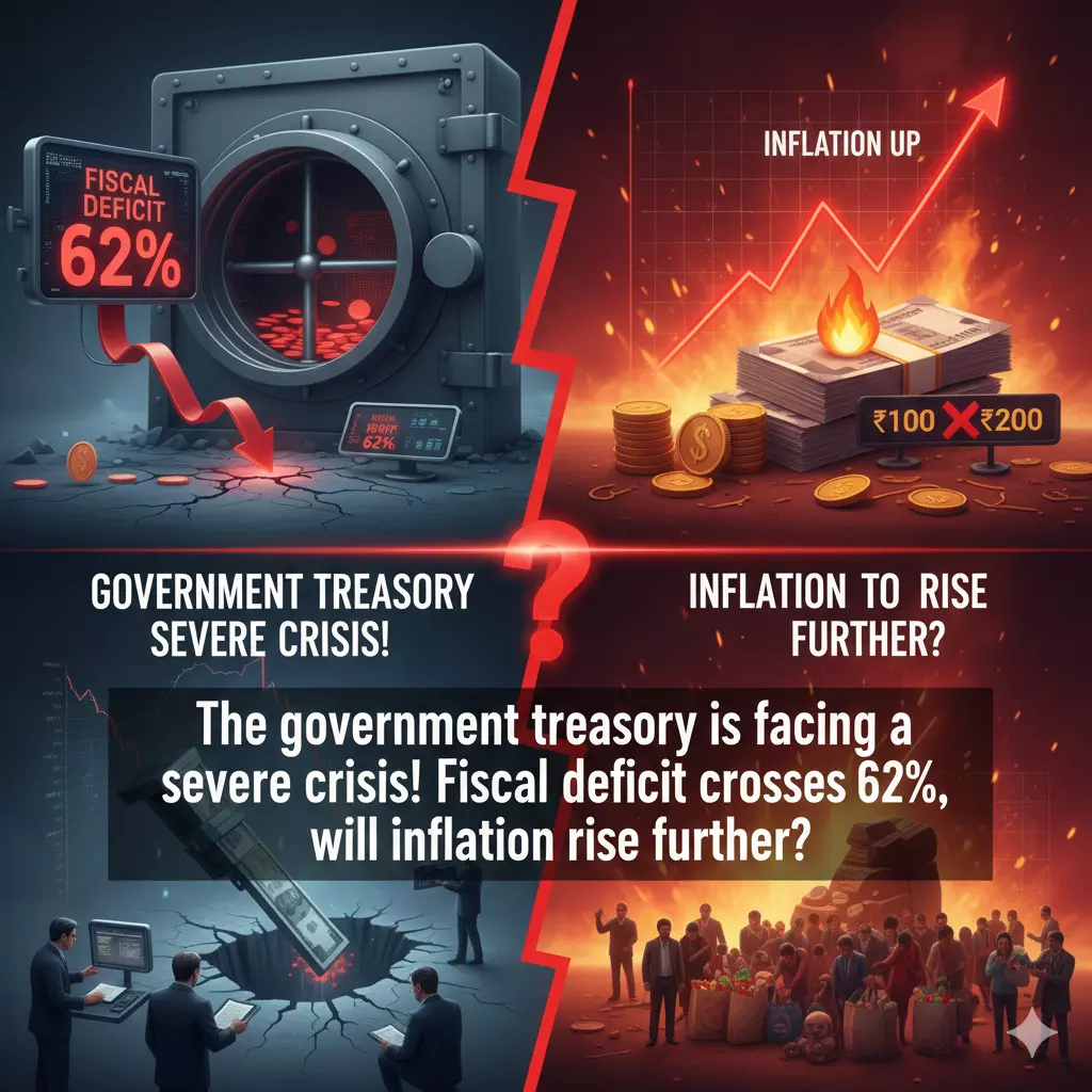 सरकारी खजाने पर भारी संकट! फिस्कल डेफिसिट 62% पार, क्या महंगाई और बढ़ेगी?