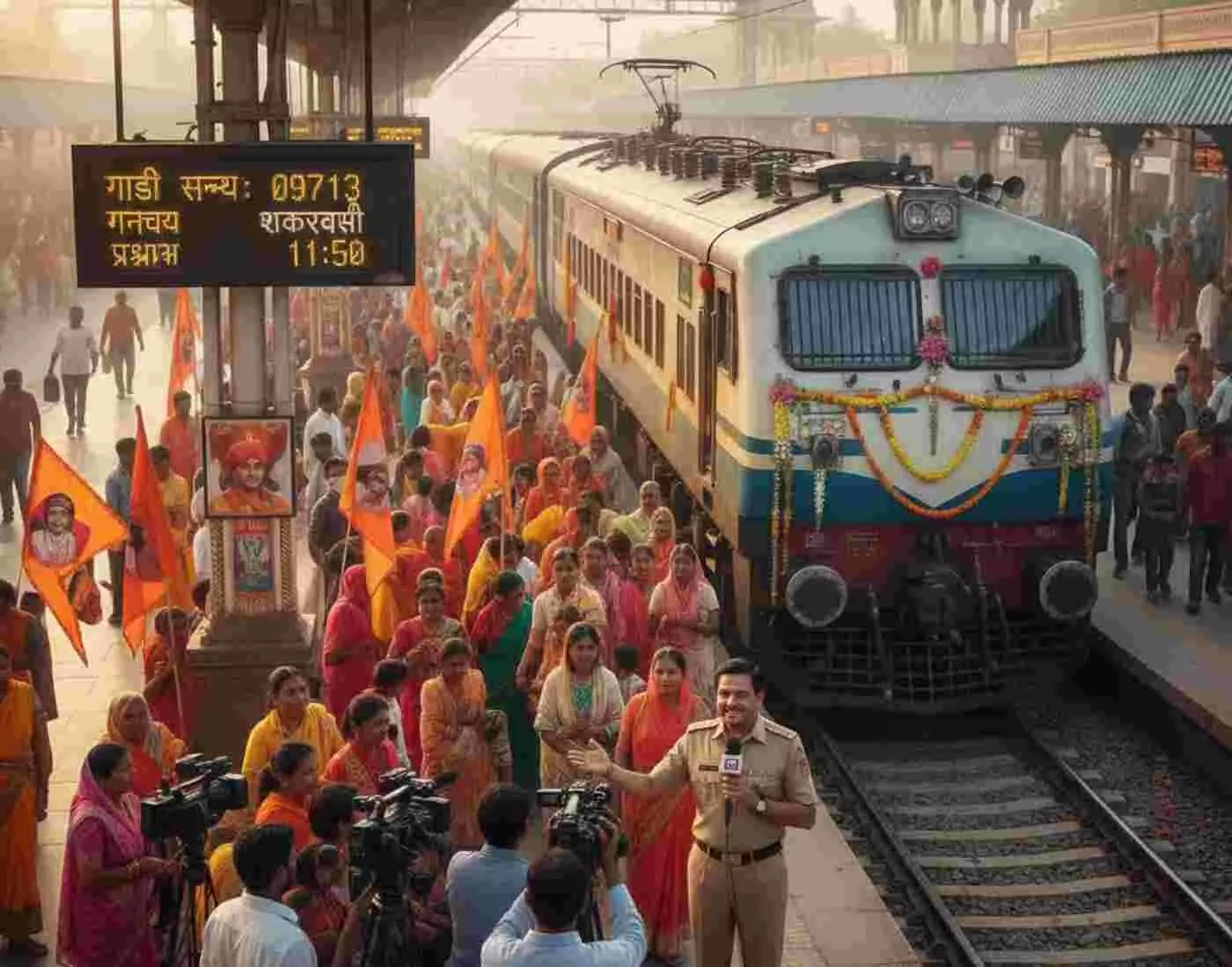 Ai generated image.रींगस: खाटूश्याम मेले के भक्तों को रेलवे का बड़ा उपहार, रींगस-शकूरबस्ती के बीच दौड़ेगी स्पेशल ट्रेन