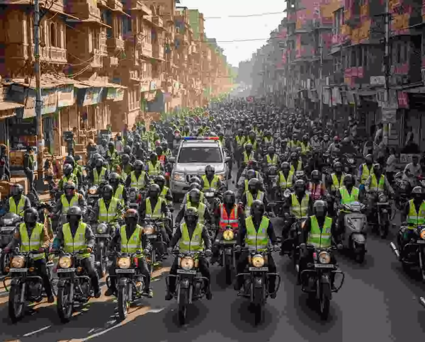 Ai generated image.सवाई माधोपुर: सड़क सुरक्षा माह के तहत हेलमेट जागरूकता रैली से गूँजा शहर, जिला प्रशासन ने दिया जीवन रक्षा का संदेश