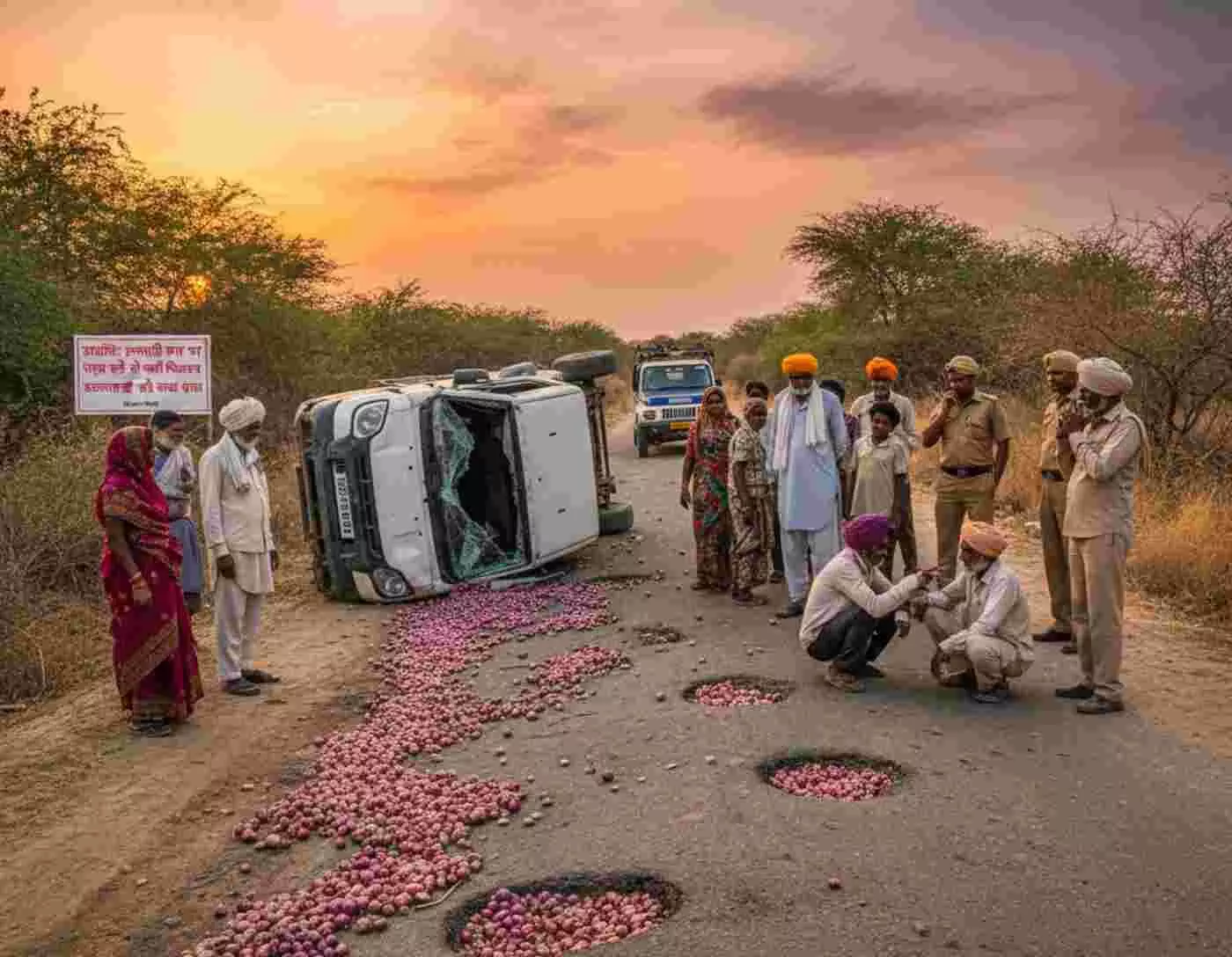 झाड़ोल: रणघाटी मार्ग पर फिर पलटी प्याज से भरी पिकअप, खस्ताहाल सड़क बन रही काल का ग्रास झाड़ोल: रणघाटी मार्ग पर फिर पलटी प्याज से भरी पिकअप, खस्ताहाल सड़क बन रही काल का ग्रास