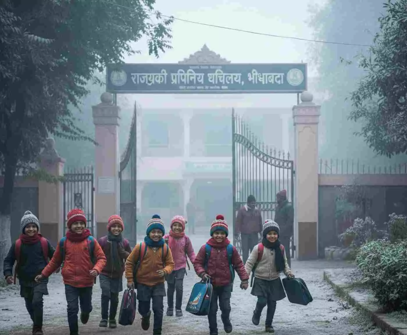 Ai generated image.भीलवाड़ा में शीतलहर का सितम: कक्षा 1 से 5 तक के बच्चों के लिए दो दिन का अवकाश घोषित, प्रशासन सख्त