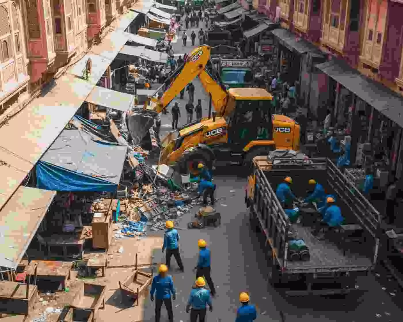 Ai generated image-जयपुर में नगर निगम का बड़ा प्रहार: बाजारों से लेकर रेलवे स्टेशन तक गरजा बुलडोजर, अतिक्रमणकारियों में मचा हड़कंप Ai generated image-जयपुर में नगर निगम का बड़ा प्रहार: बाजारों से लेकर रेलवे स्टेशन तक गरजा बुलडोजर, अतिक्रमणकारियों में मचा हड़कंप