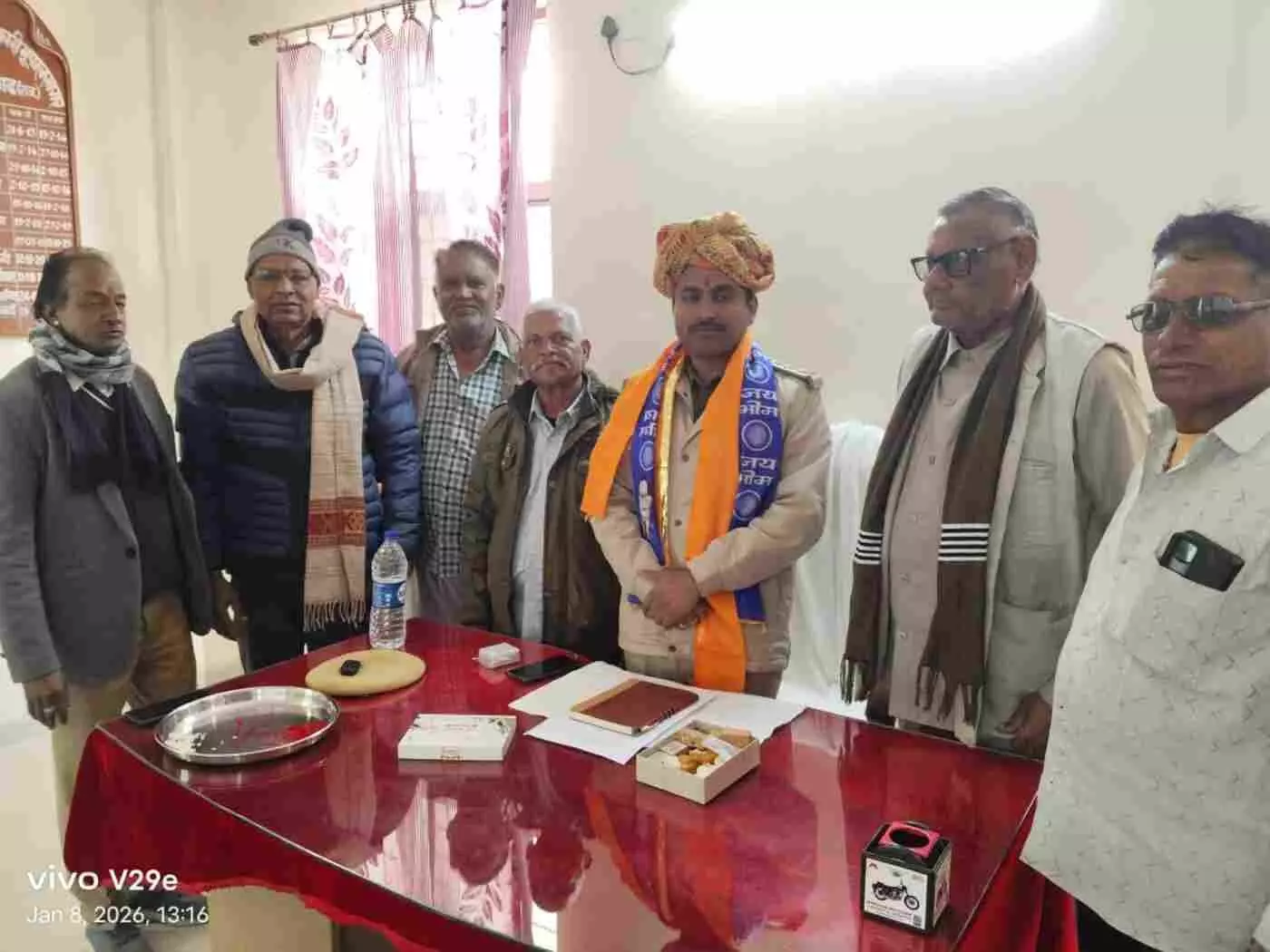 भूपालसागर: थानाधिकारी घेवर चंद रेगर ने संभाली कमान, ग्रामीणों ने साफा पहनाकर किया भव्य स्वागत