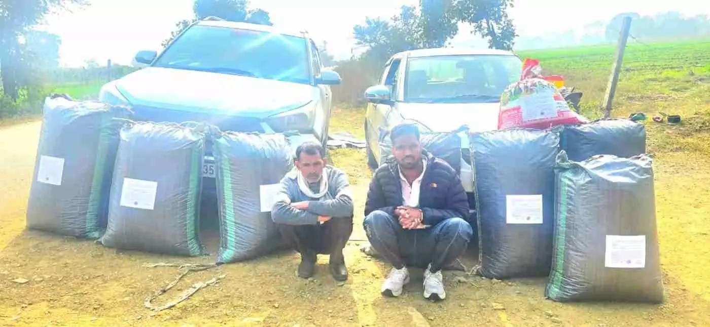 चित्तौड़गढ़ में पुलिस की बड़ी कार्रवाई: नाकाबंदी के दौरान क्रेटा कार से 181 किलो डोडा चूरा जब्त, एमपी के दो तस्कर गिरफ्तार