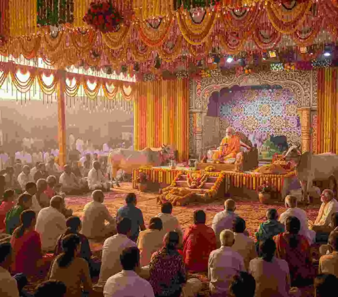 Ai generated image.चिकारड़ा: श्री राधे कृष्ण गौशाला में श्रीमद् भागवत कथा का भव्य शंखनाद, गौ सेवा के संकल्प के साथ उमड़ा जनसैलाब