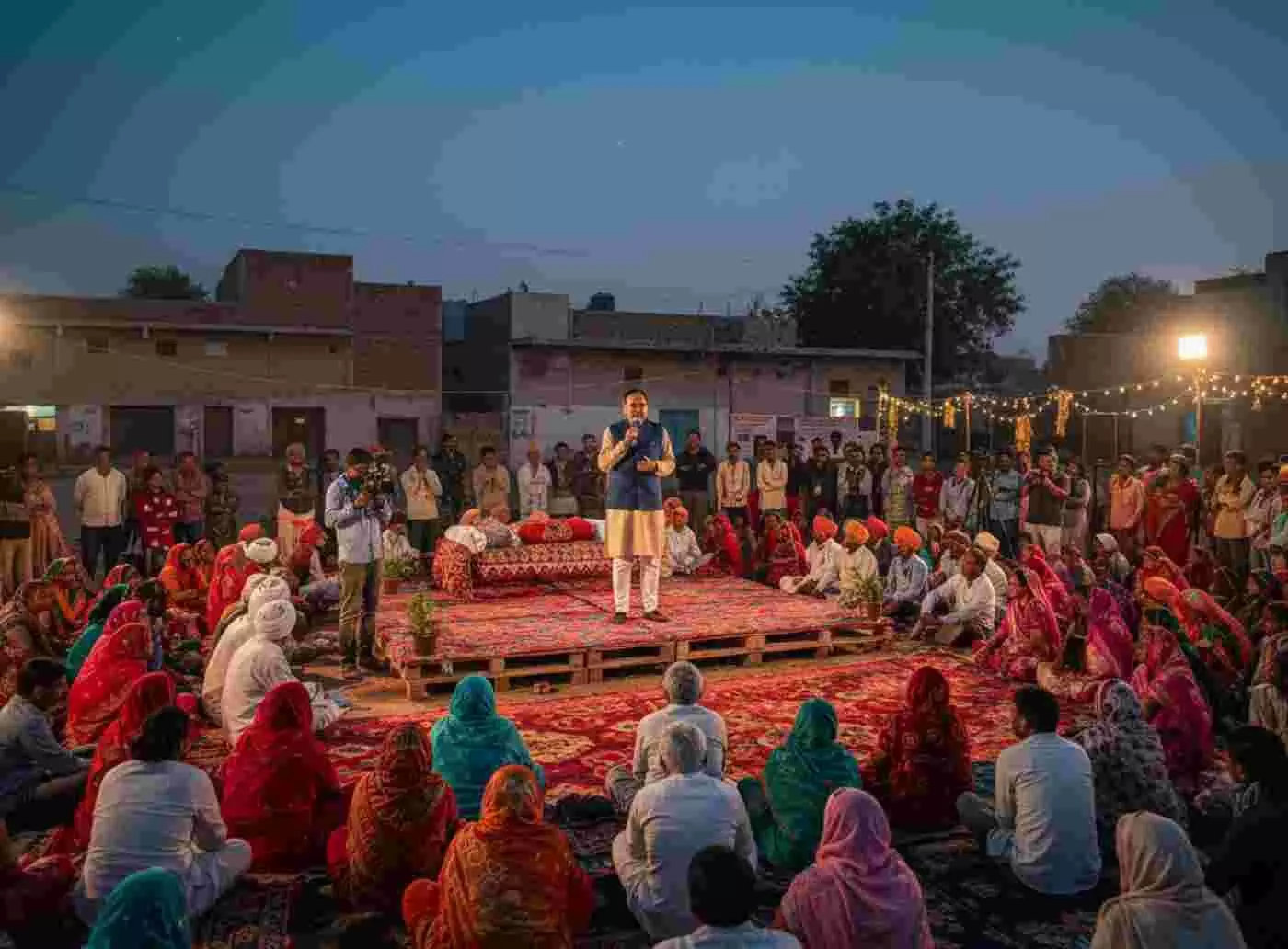 Ai generated image.दौसा में जनसुनवाई और रात्रि चौपाल: ग्रामीणों की समस्याओं का समाधान करेंगे कैबिनेट मंत्री कर्नल राज्यवर्धन राठौड़