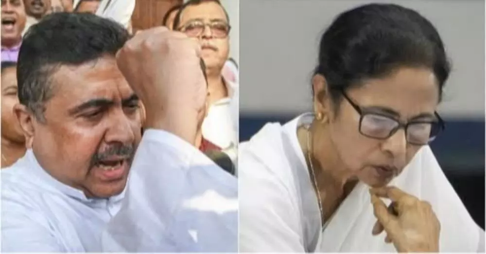 Suvendu Adhikari files a ₹100 crore defamation suit against Chief Minister Mamata Banerjee. Suvendu Adhikari files a ₹100 crore defamation suit against Chief Minister Mamata Banerjee.