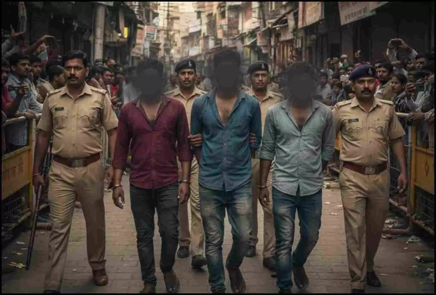 Ai generated image.भीलवाड़ा में गुटखा व्यापारी से लूट का मास्टरमाइंड गिरफ्तार: पुलिस ने बीच सड़क निकाली पांचों डकैतों की हेकड़ी, जनता ने बजाई तालियां
