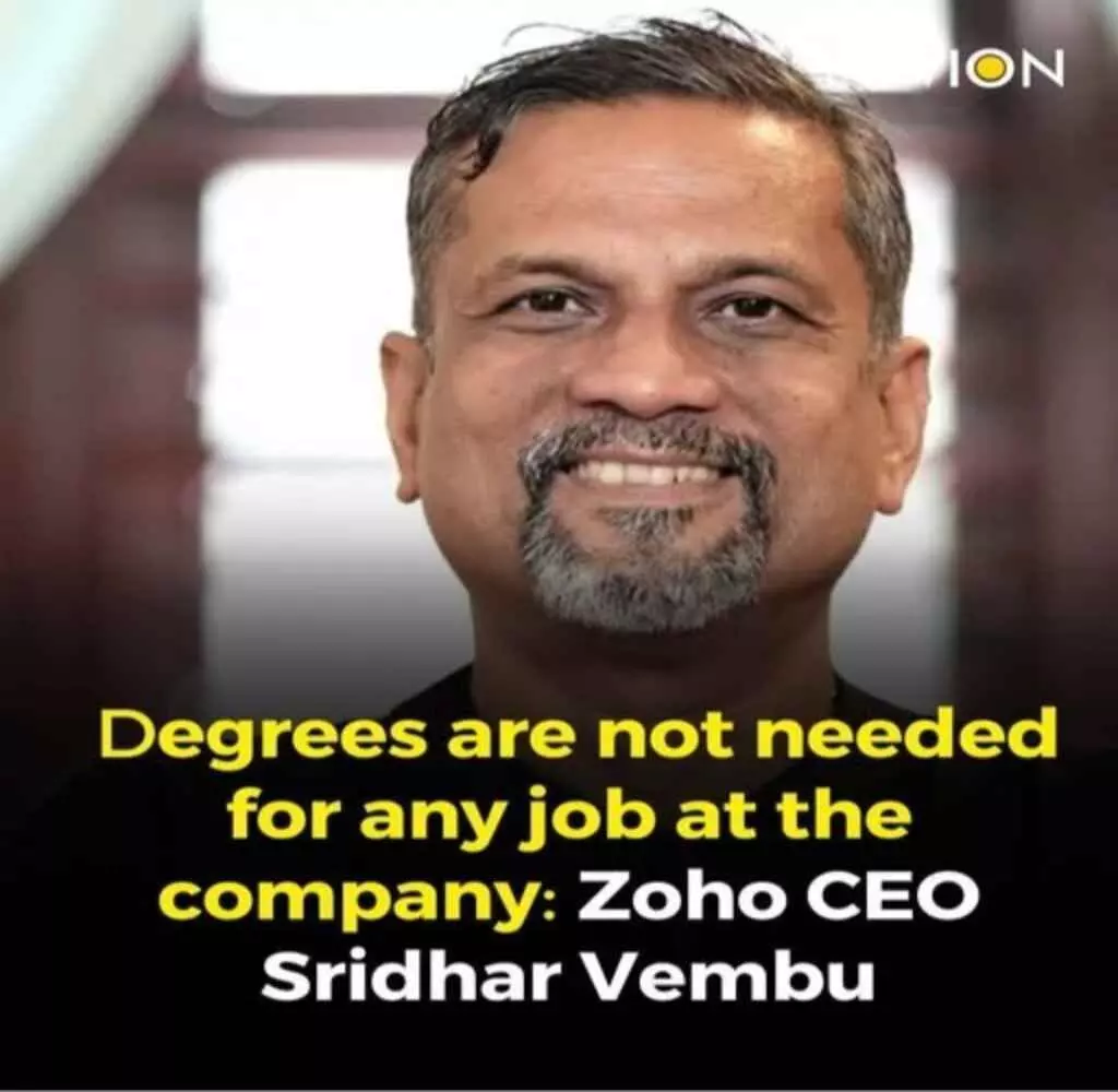 Skills, not degrees, will determine the future: Sridhar Vembus career mantra in the age of AI Skills, not degrees, will determine the future: Sridhar Vembus career mantra in the age of AI