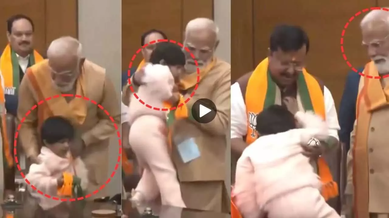 Was the child scared of PM Modi? The atmosphere deteriorated as soon as he was taken in his arms, and opponents watched the video, calling him insensitive PM... Was the child scared of PM Modi? The atmosphere deteriorated as soon as he was taken in his arms, and opponents watched the video, calling him insensitive PM...
