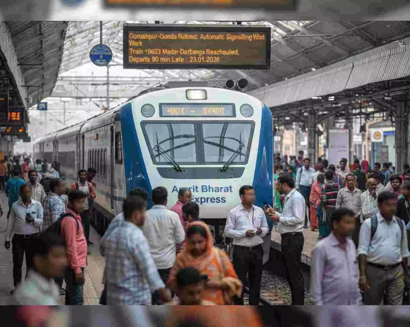 Ai generated image-गोरखपुर-गोंडा रेलखंड पर ऑटोमैटिक सिग्नलिंग का बड़ा काम, अमृत भारत एक्सप्रेस के समय में बदलाव से यात्री हलकान