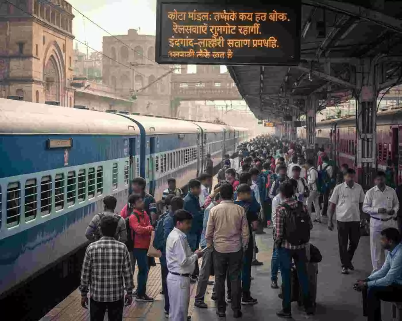 Ai generated image-कोटा-सवाई माधोपुर रेलखंड पर यात्री ध्यान दें: इंद्रगढ़-लाखेरी के बीच भारी तकनीकी ब्लॉक, थम जाएगी रफ्तार