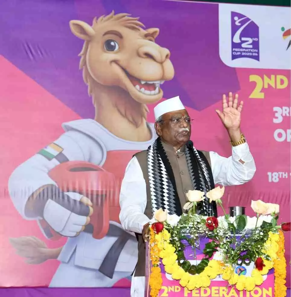 जयपुर के रण में ताइक्वांडो का शंखनाद: राज्यपाल हरिभाऊ बागडे ने खिलाड़ियों में फूंका जोश, बोले— आत्मविश्वास का दूसरा नाम है यह खेल