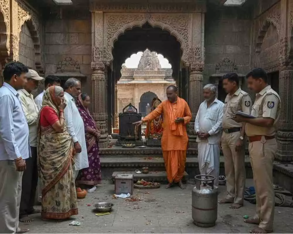 Ai generated image-भीलवाड़ा में भगवान के घर चोरों की दस्तक: आस्था पर प्रहार कर दो मंदिरों को बनाया निशाना, चांदी के मुकुट और छत्र पार