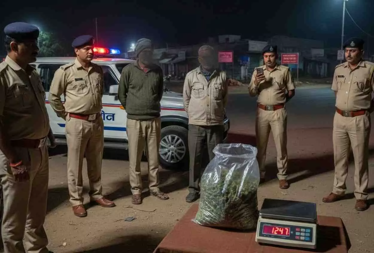Ai generated image.झालावाड़ में पुलिस का प्रचंड प्रहार: खाकी के चक्रव्यूह में फंसा गांजा तस्कर, भारी मात्रा में मादक पदार्थ बरामद