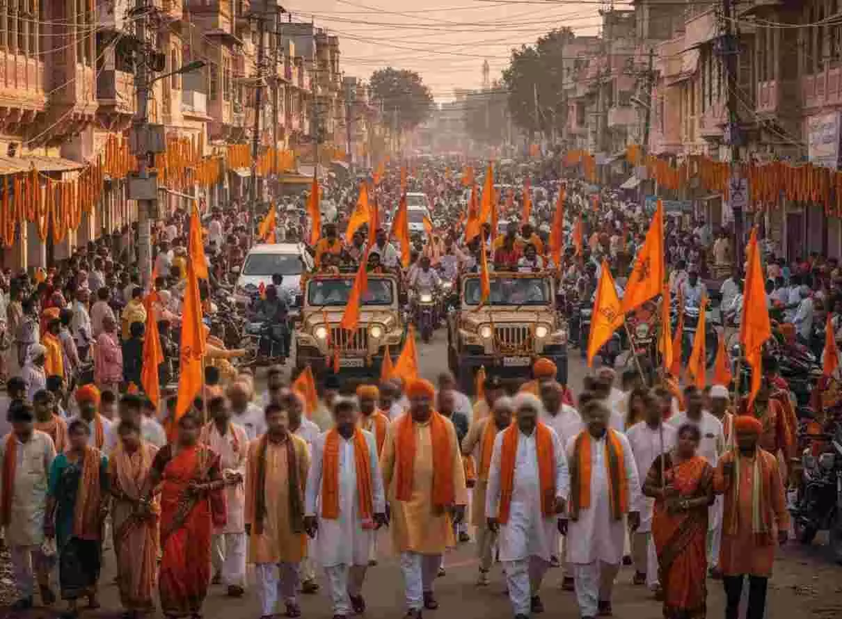 Ai generated image-भीलवाड़ा में उमड़ा आस्था का सैलाब: जयघोष और केसरिया ध्वजों से गुंजायमान होगा आदर्श नगर Ai generated image-भीलवाड़ा में उमड़ा आस्था का सैलाब: जयघोष और केसरिया ध्वजों से गुंजायमान होगा आदर्श नगर