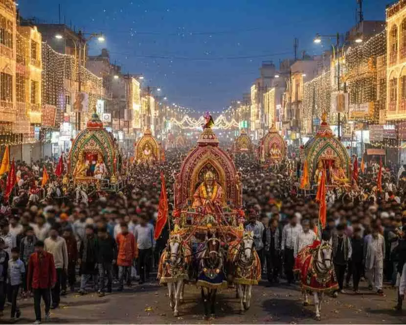 Ai generated image-भीलवाड़ा में उमड़ा आस्था का सैलाब: आदर्श नगर में भगवामय हुई सड़कें, गूंजे जय श्री राम के उद्घोष