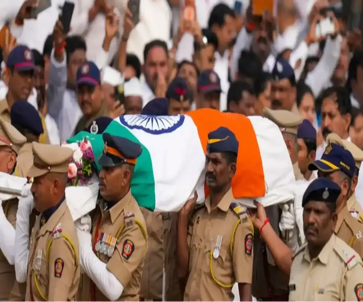 Final farewell: Ajit Pawar immersed in the five elements with state honours