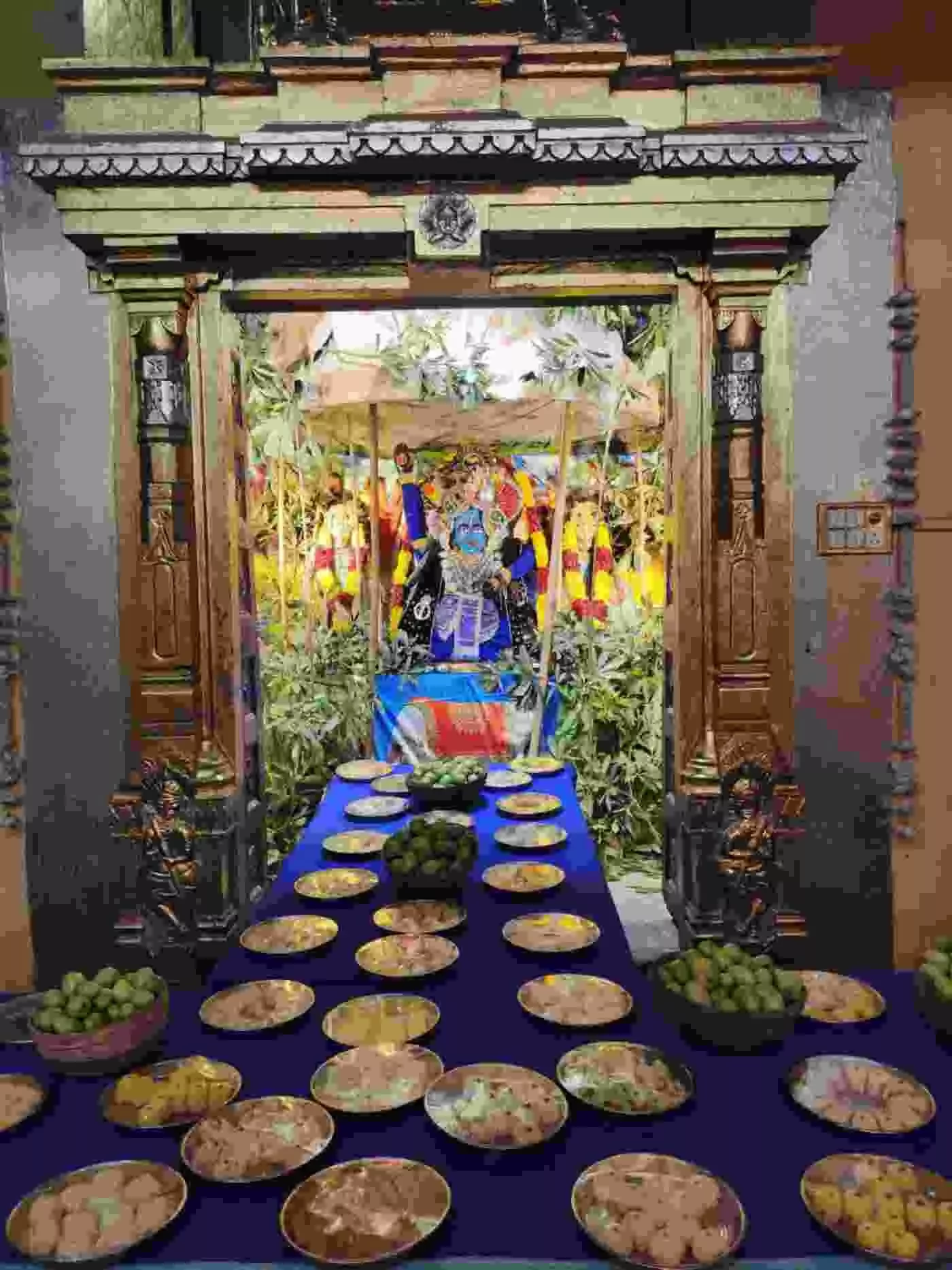 श्री कल्लाजी वेदपीठ चित्तौड़गढ़ में गिरिराज स्वरूप में सजे ठाकुर जी और सामने रखा छप्पन भोग। श्री कल्लाजी वेदपीठ चित्तौड़गढ़ में गिरिराज स्वरूप में सजे ठाकुर जी और सामने रखा छप्पन भोग।