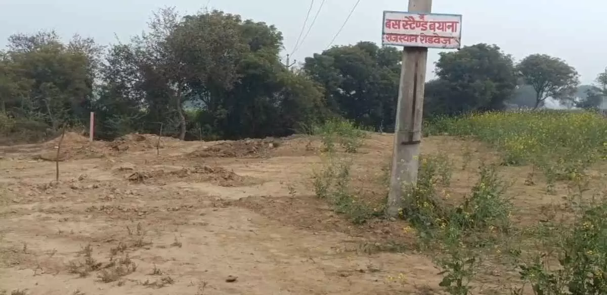 बयाना के हरनगर में प्रस्तावित आधुनिक बस स्टैंड के निर्माण हेतु चिन्हित की गई भूमि का समतल मैदान। बयाना के हरनगर में प्रस्तावित आधुनिक बस स्टैंड के निर्माण हेतु चिन्हित की गई भूमि का समतल मैदान।