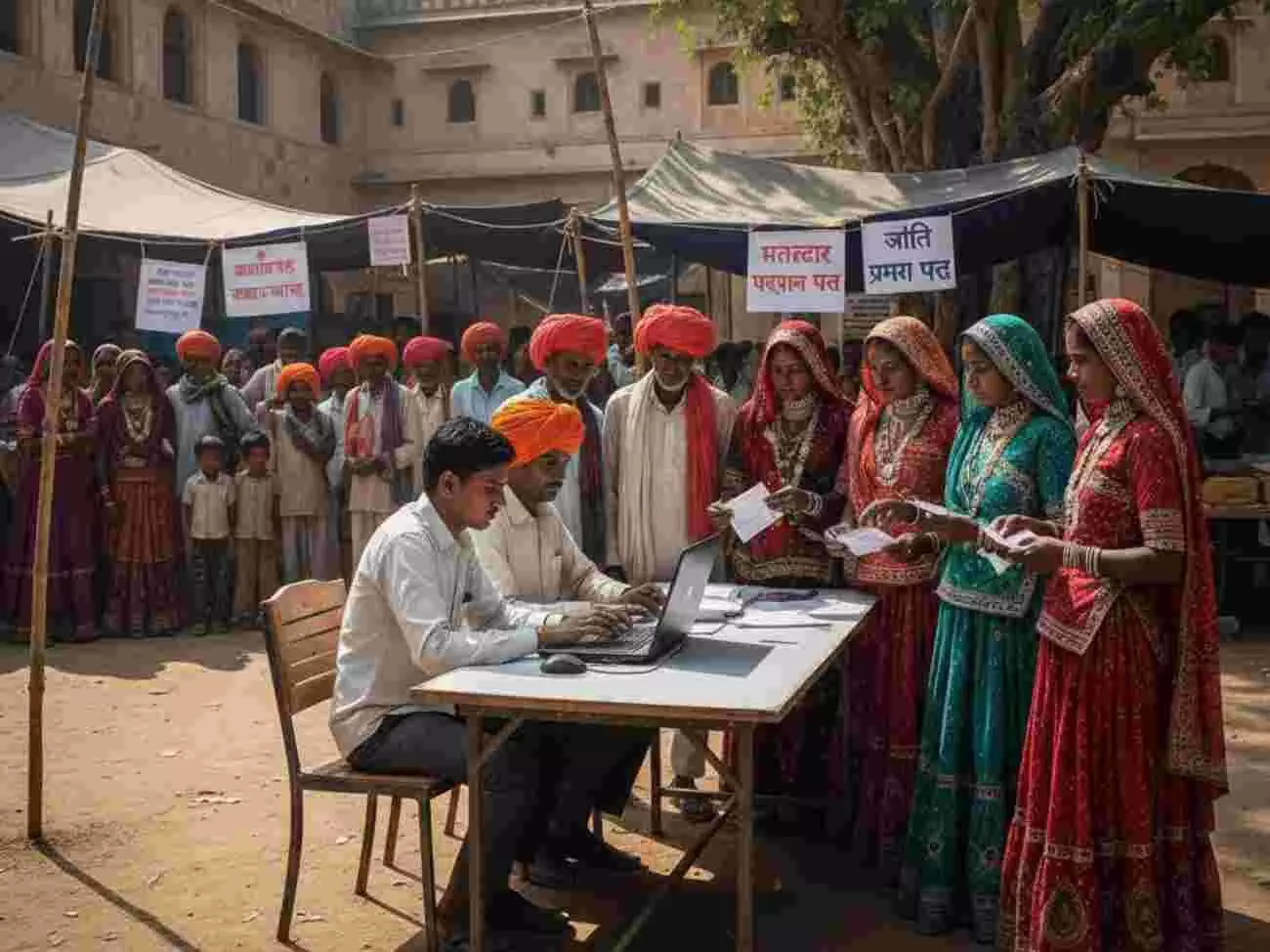 बारां कलेक्ट्रेट कार्यालय में अधिकारी घुमन्तु जातियों के सहायता शिविर विस्तार संबंधी दस्तावेज़ों की समीक्षा करते हुए। बारां कलेक्ट्रेट कार्यालय में अधिकारी घुमन्तु जातियों के सहायता शिविर विस्तार संबंधी दस्तावेज़ों की समीक्षा करते हुए।