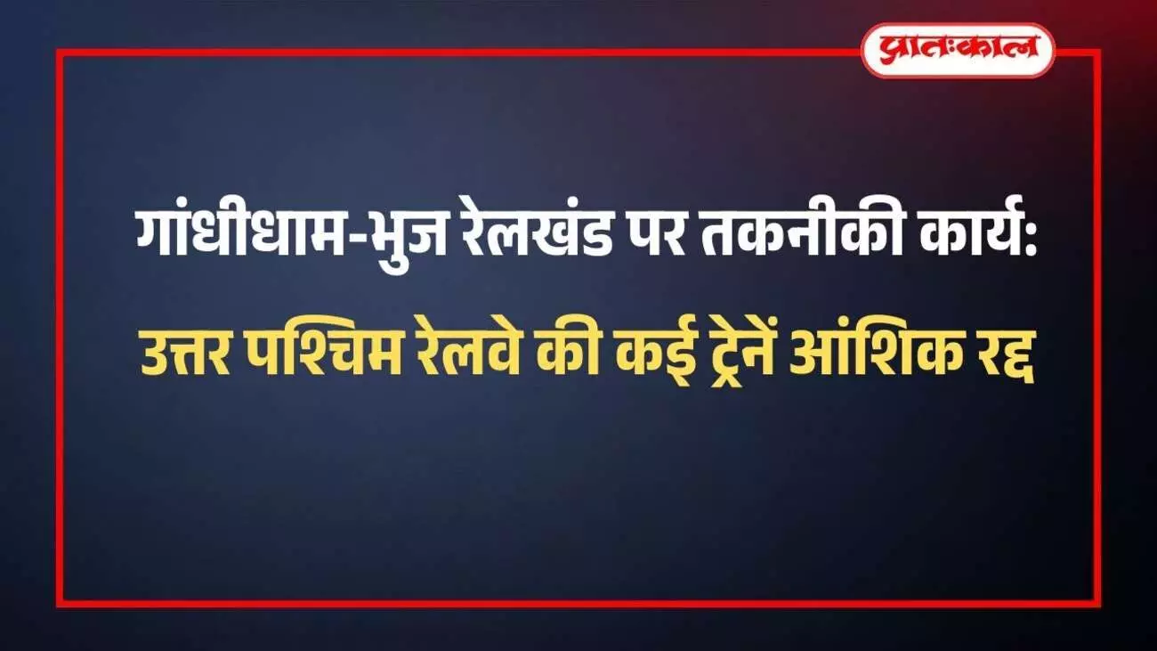 गांधीधाम रेलवे स्टेशन के पास पटरियों पर तकनीकी मरम्मत कार्य करते हुए रेल कर्मचारी और मशीनरी। गांधीधाम रेलवे स्टेशन के पास पटरियों पर तकनीकी मरम्मत कार्य करते हुए रेल कर्मचारी और मशीनरी।