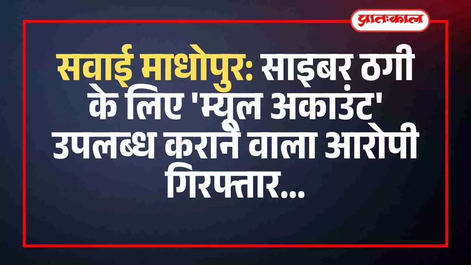 सवाई माधोपुर: साइबर ठगी के लिए म्यूल अकाउंट उपलब्ध कराने वाला आरोपी गिरफ्तार सवाई माधोपुर: साइबर ठगी के लिए म्यूल अकाउंट उपलब्ध कराने वाला आरोपी गिरफ्तार