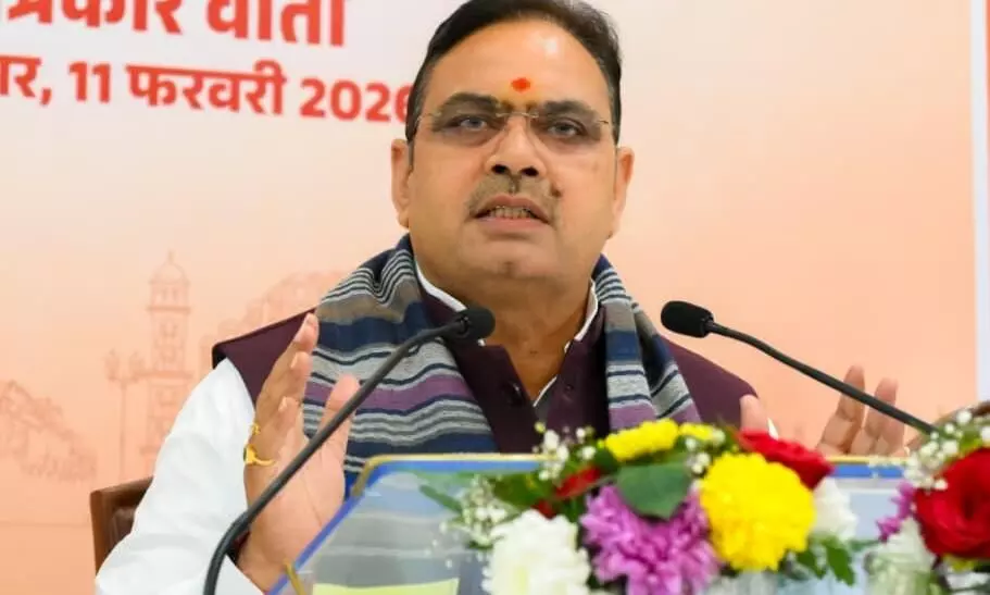 मुख्यमंत्री निवास जयपुर में भाजपा कार्यकर्ताओं को संबोधित करते मुख्यमंत्री भजनलाल शर्मा और मदन राठौड़। मुख्यमंत्री निवास जयपुर में भाजपा कार्यकर्ताओं को संबोधित करते मुख्यमंत्री भजनलाल शर्मा और मदन राठौड़।
