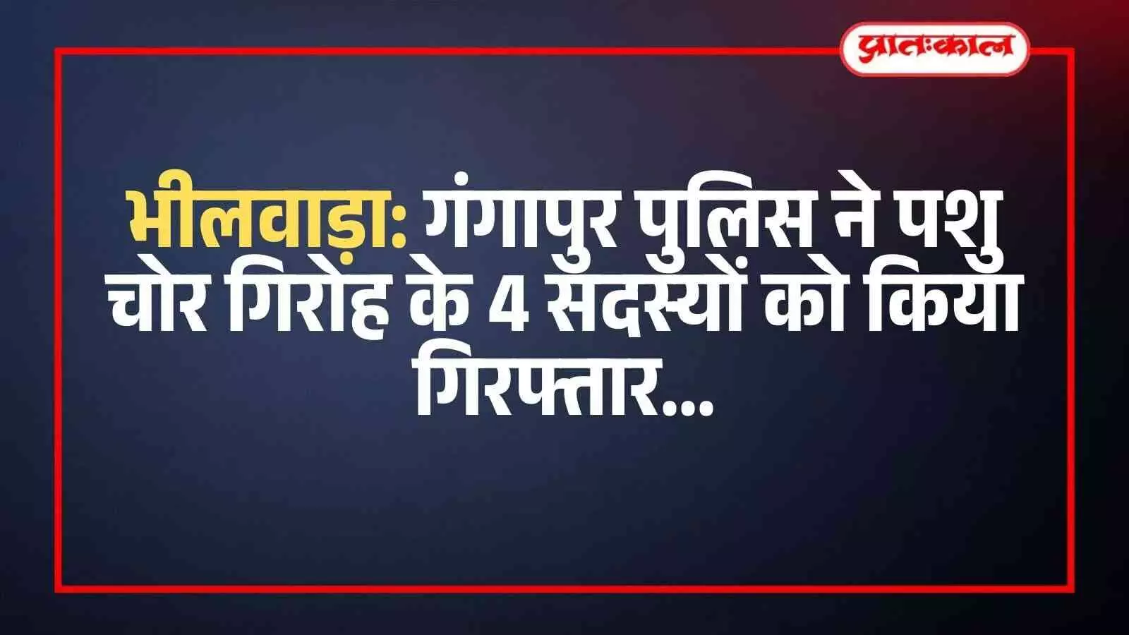 भीलवाड़ा: गंगापुर पुलिस ने पशु चोर गिरोह के 4 सदस्यों को किया गिरफ्तार भीलवाड़ा: गंगापुर पुलिस ने पशु चोर गिरोह के 4 सदस्यों को किया गिरफ्तार