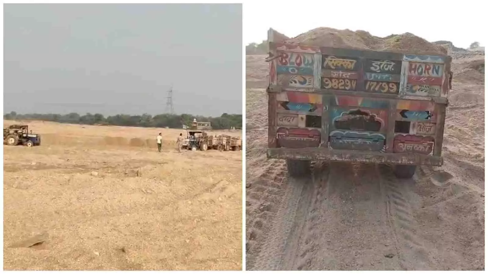 भीलवाड़ा में खारी नदी के किनारे पुलिस द्वारा जब्त किए गए अवैध बजरी के डंपर और ट्रैक्टर-ट्रॉली। भीलवाड़ा में खारी नदी के किनारे पुलिस द्वारा जब्त किए गए अवैध बजरी के डंपर और ट्रैक्टर-ट्रॉली।