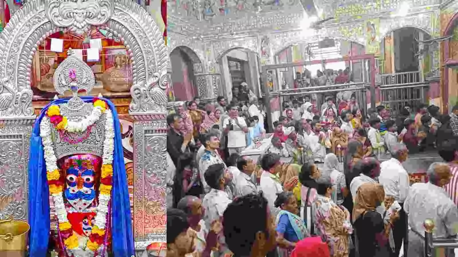 भक्त शनिधाम मंदिर में पूजा-अर्चना करते हुए कपासन के आली गांव में भक्त शनिधाम मंदिर में पूजा-अर्चना करते हुए कपासन के आली गांव में