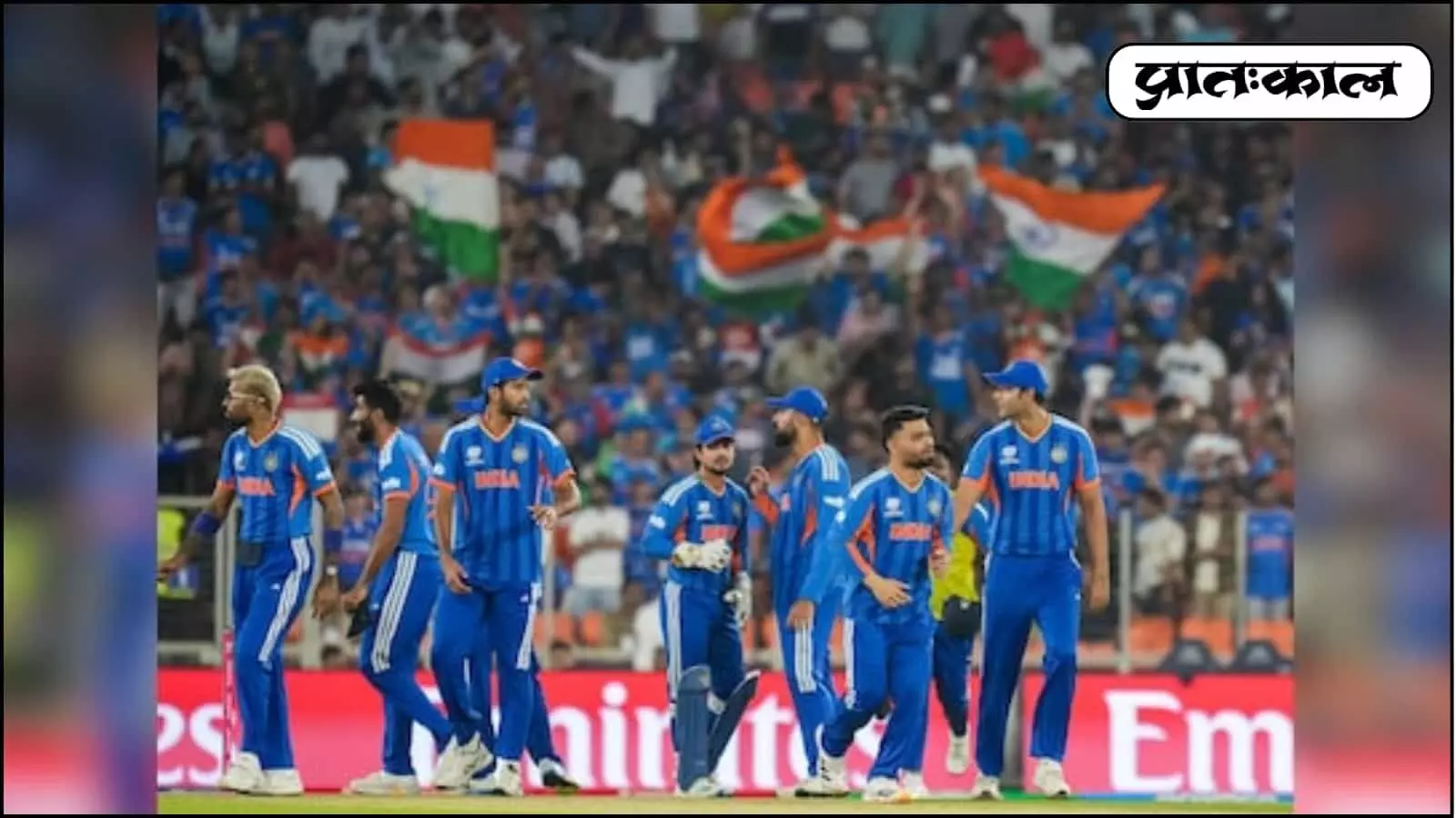 अहमदाबाद में खेले जा रहे 2026 टी20 वर्ल्ड कप फाइनल में भारत ने न्यूजीलैंड के खिलाफ 256 रनों का विशाल लक्ष्य रखा। भारतीय गेंदबाजों ने कीवी टीम के 6 विकेट झटक कर खिताबी जीत लगभग पक्की कर ली है। अहमदाबाद में खेले जा रहे 2026 टी20 वर्ल्ड कप फाइनल में भारत ने न्यूजीलैंड के खिलाफ 256 रनों का विशाल लक्ष्य रखा। भारतीय गेंदबाजों ने कीवी टीम के 6 विकेट झटक कर खिताबी जीत लगभग पक्की कर ली है।