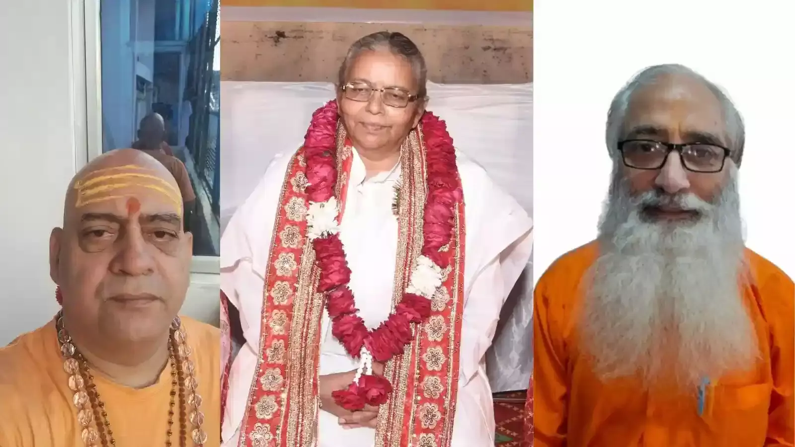 भीलवाड़ा के अग्रवाल भवन में साधु संत महासम्मेलन के पोस्टर के साथ खड़ीं ब्रह्माकुमारीज कार्यकर्ता।
