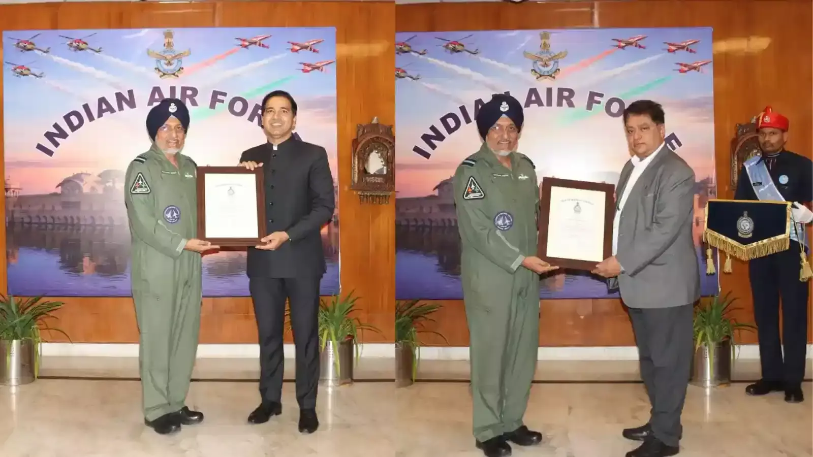 जयपुर एयर फोर्स स्टेशन पर एयर मार्शल तेजिंदर सिंह प्रशासनिक अधिकारियों को प्रशस्ति पत्र प्रदान करते हुए। जयपुर एयर फोर्स स्टेशन पर एयर मार्शल तेजिंदर सिंह प्रशासनिक अधिकारियों को प्रशस्ति पत्र प्रदान करते हुए।