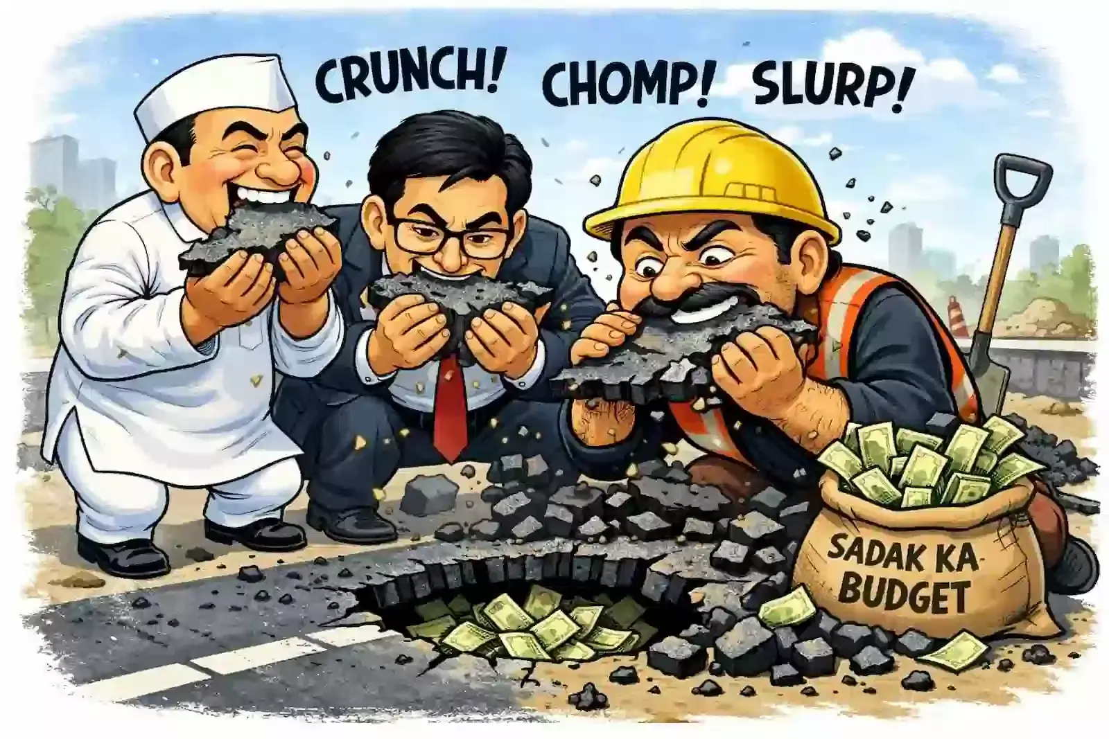 झालावाड़ में सार्वजनिक निर्माण विभाग द्वारा नवनिर्मित डामर सड़क और उस पर हुए पेचवर्क का दृश्य। झालावाड़ में सार्वजनिक निर्माण विभाग द्वारा नवनिर्मित डामर सड़क और उस पर हुए पेचवर्क का दृश्य।