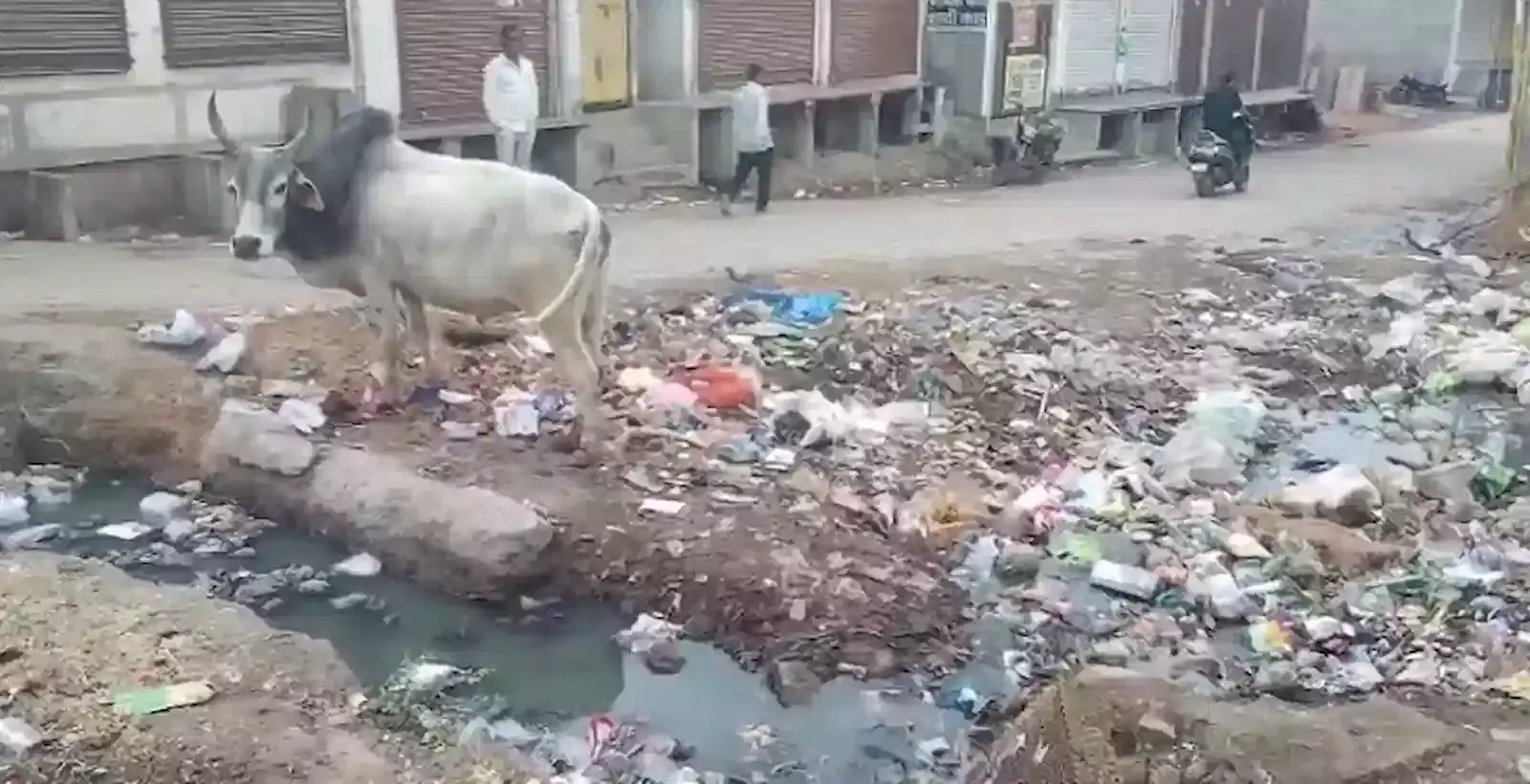 खण्डार के मुख्य बाजार में कचरे से अटे ओवरफ्लो नाले का गंदा पानी सड़क पर बहता हुआ। खण्डार के मुख्य बाजार में कचरे से अटे ओवरफ्लो नाले का गंदा पानी सड़क पर बहता हुआ।