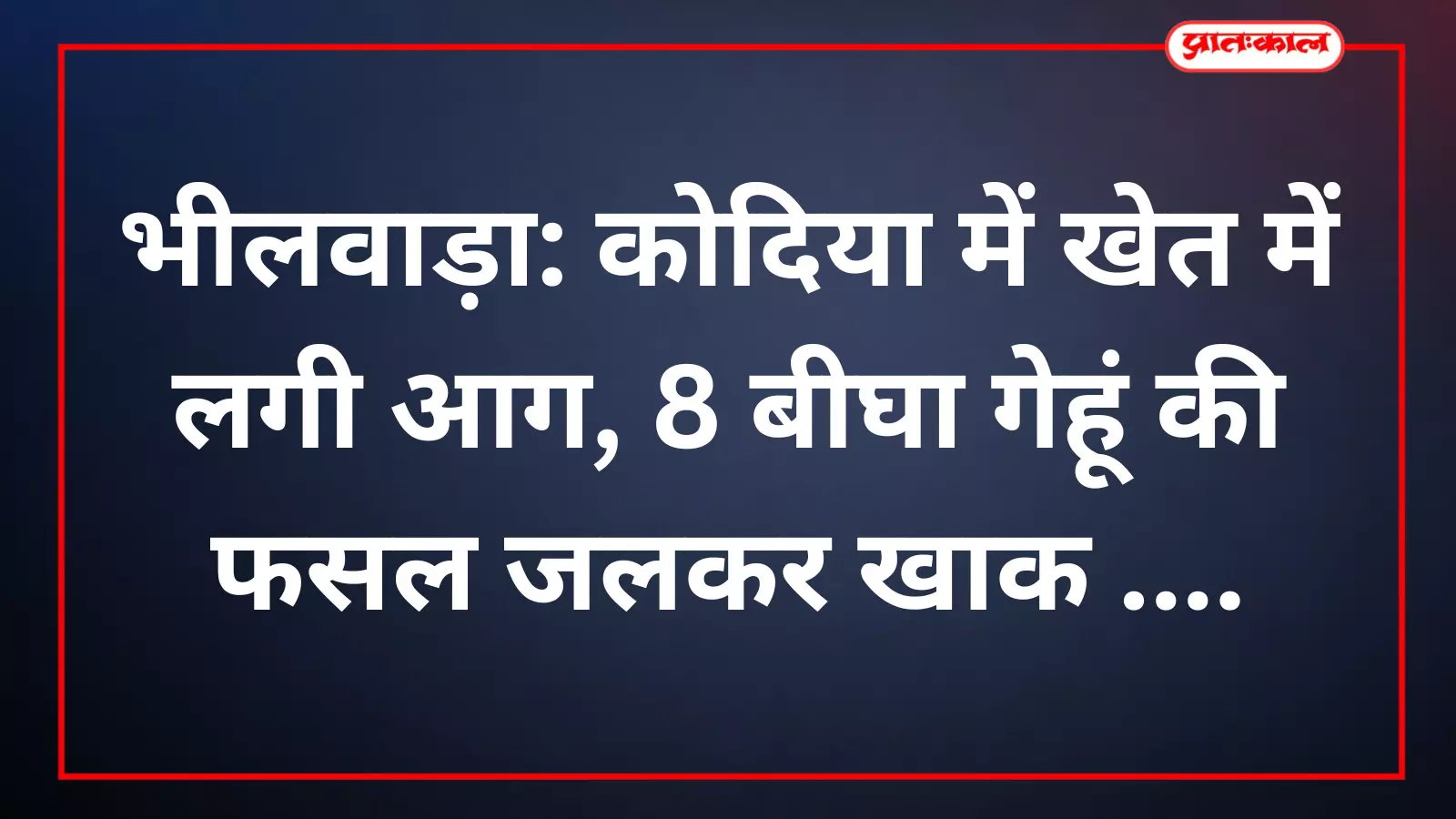 भीलवाड़ा: कोदिया में खेत में लगी आग, 8 बीघा गेहूं की फसल जलकर खाक भीलवाड़ा: कोदिया में खेत में लगी आग, 8 बीघा गेहूं की फसल जलकर खाक
