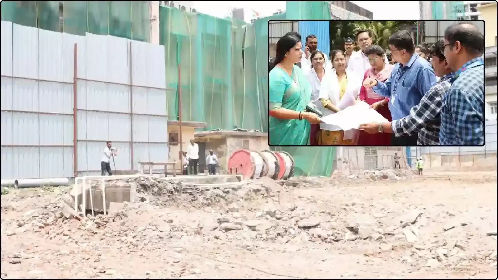 घाटकोपर के राजावाडी अस्पताल में अधिकारियों के साथ पुनर्विकास परियोजना का निरीक्षण करतीं महापौर रितू तावडे। घाटकोपर के राजावाडी अस्पताल में अधिकारियों के साथ पुनर्विकास परियोजना का निरीक्षण करतीं महापौर रितू तावडे।