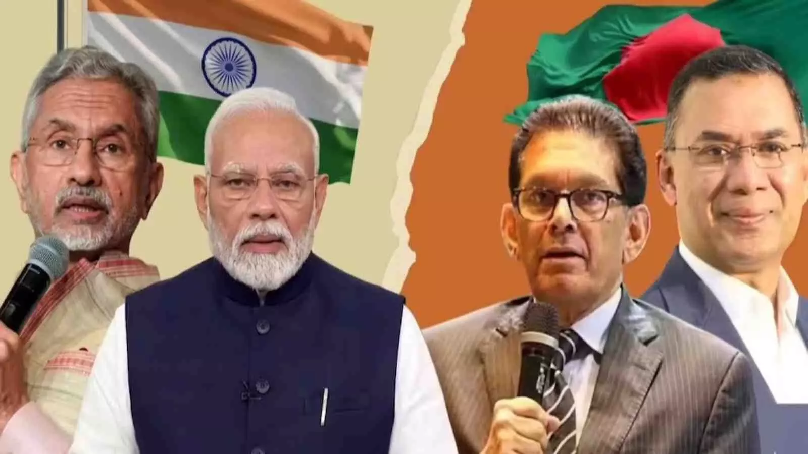 भारत और बांग्लादेश के झंडों के सामने प्रधानमंत्री मोदी और प्रमुख बांग्लादेशी नेताओं का ग्राफिक कोलाज। भारत और बांग्लादेश के झंडों के सामने प्रधानमंत्री मोदी और प्रमुख बांग्लादेशी नेताओं का ग्राफिक कोलाज।