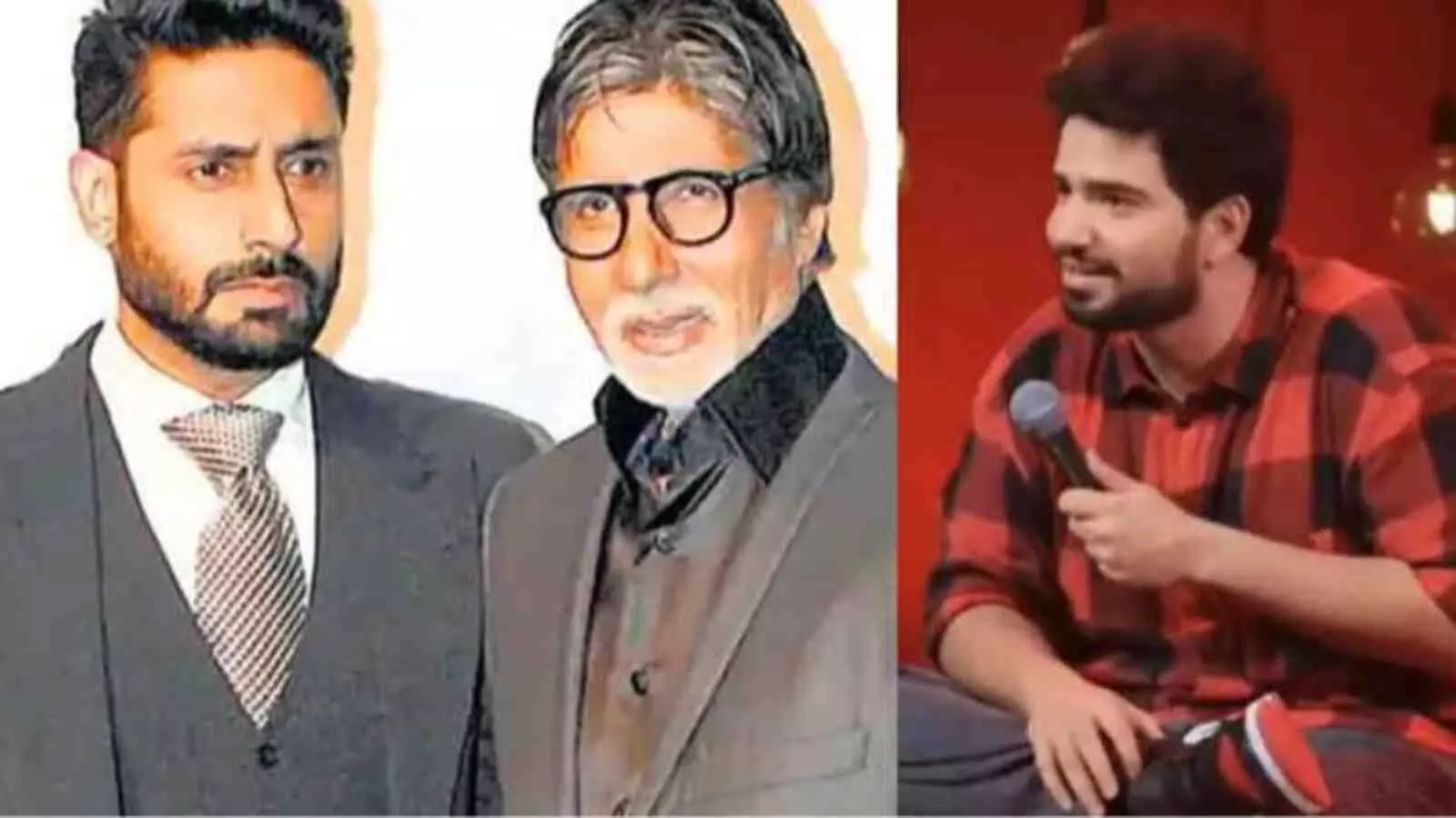 तस्वीर में अभिषेक बच्चन अमिताभ बच्चन और दाईं ओर कॉमेडियन समय रैना विवाद के संदर्भ में दिख रहे हैं। तस्वीर में अभिषेक बच्चन अमिताभ बच्चन और दाईं ओर कॉमेडियन समय रैना विवाद के संदर्भ में दिख रहे हैं।
