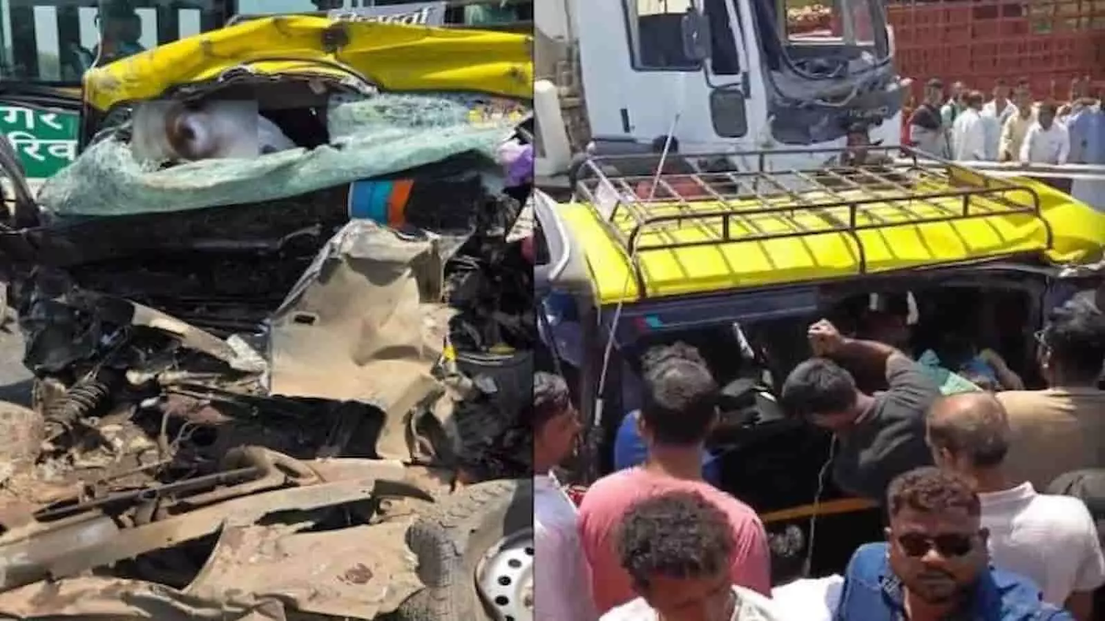 कल्याण-अहिल्यानगर हाईवे के पुल पर क्षतिग्रस्त टैक्सी और ट्रक के पास राहत कार्य करते बचाव दल। कल्याण-अहिल्यानगर हाईवे के पुल पर क्षतिग्रस्त टैक्सी और ट्रक के पास राहत कार्य करते बचाव दल।