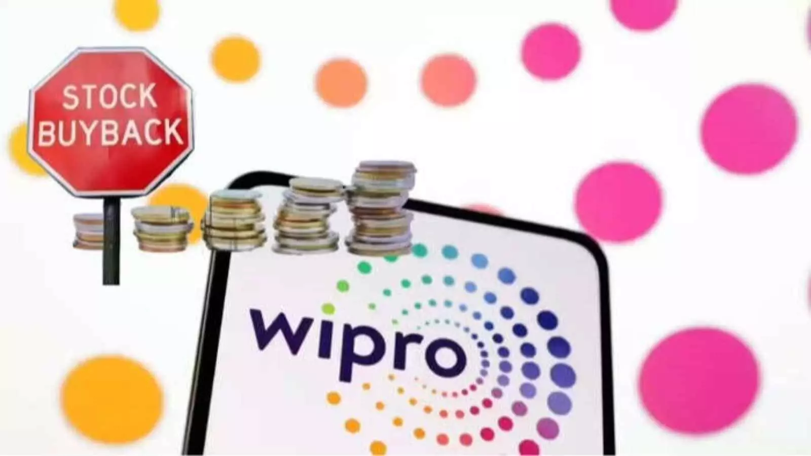 विप्रो कंपनी का आधिकारिक लोगो और स्टॉक मार्केट के चार्ट का ग्राफिक दृश्य|