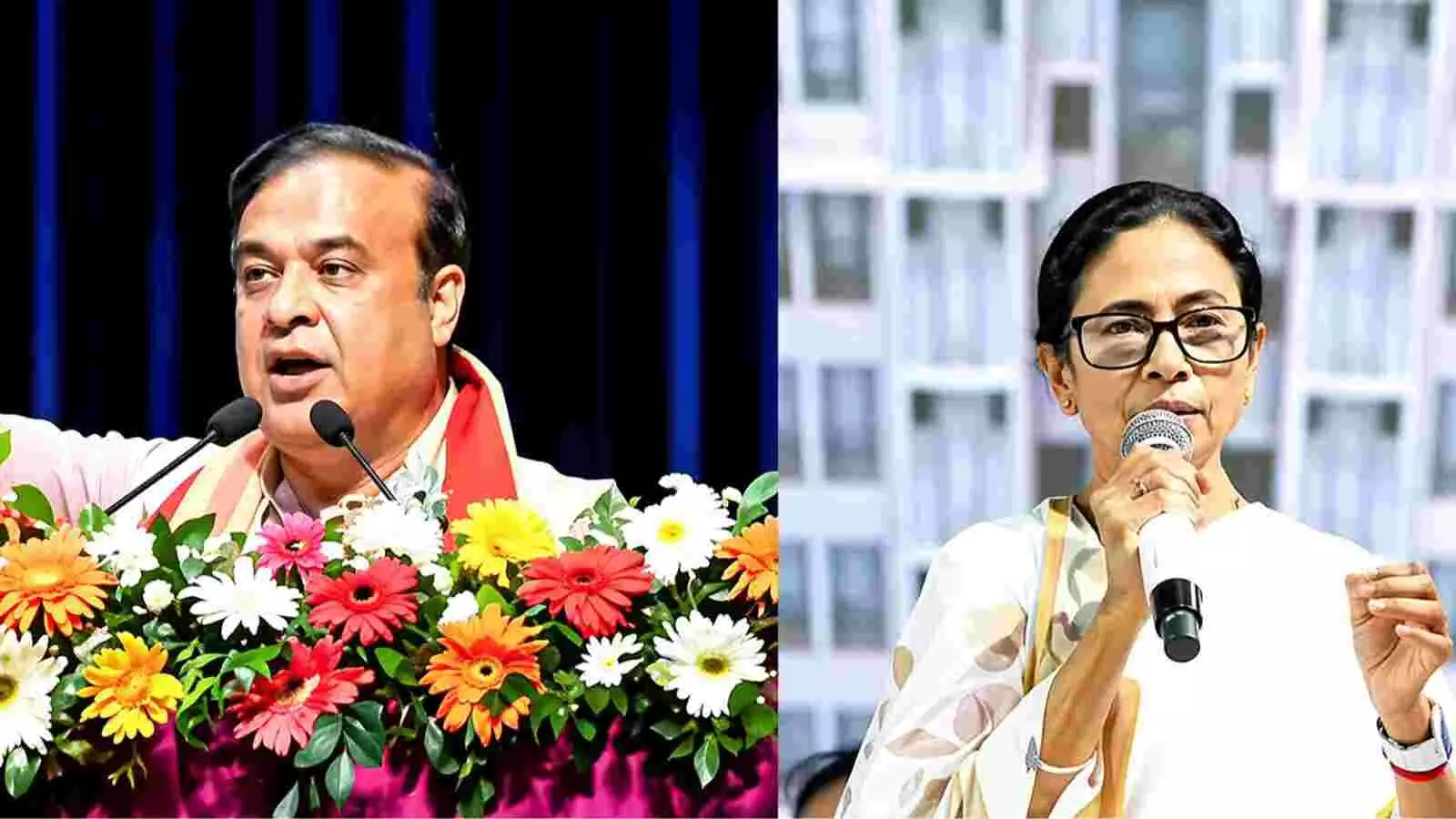 मंच पर भाषण देते हिमंत बिस्वा सरमा और ममता बनर्जी सीमा सुरक्षा और घुसपैठ के संदर्भ में। मंच पर भाषण देते हिमंत बिस्वा सरमा और ममता बनर्जी सीमा सुरक्षा और घुसपैठ के संदर्भ में।