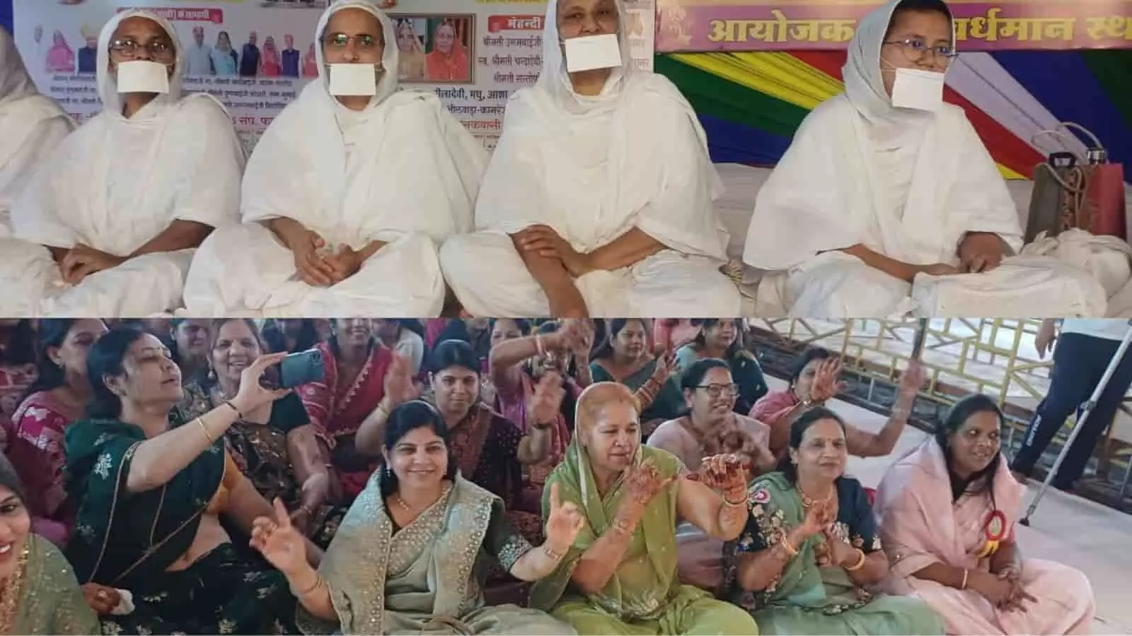 फतहनगर में आयोजित अक्षय तृतीया पारणा महोत्सव के दौरान भजन गाती गायिका निशा हिंगड़ और प्रार्थना करते श्रद्धालु। फतहनगर में आयोजित अक्षय तृतीया पारणा महोत्सव के दौरान भजन गाती गायिका निशा हिंगड़ और प्रार्थना करते श्रद्धालु।