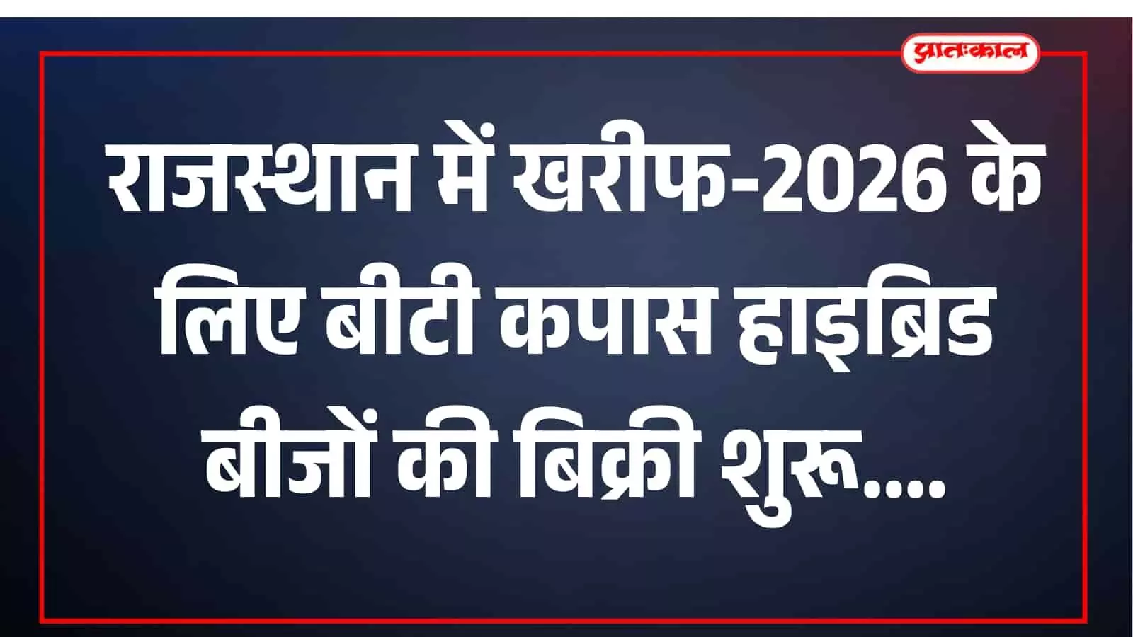 राजस्थान कृषि विभाग द्वारा खरीफ सीजन के लिए प्रमाणित बीटी कपास हाइब्रिड बीज के पैकेट का वितरण किया जा रहा है।