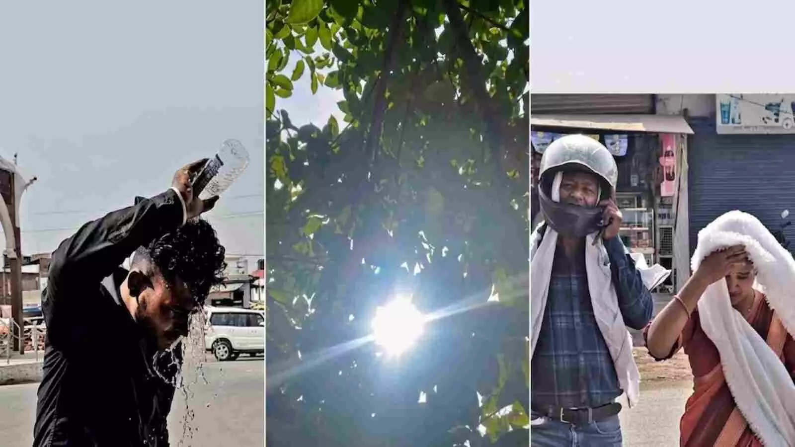 दिल्ली की सड़कों पर भीषण गर्मी और लू से बचने के लिए सिर पर पानी डालता हुआ व्यक्ति। दिल्ली की सड़कों पर भीषण गर्मी और लू से बचने के लिए सिर पर पानी डालता हुआ व्यक्ति।