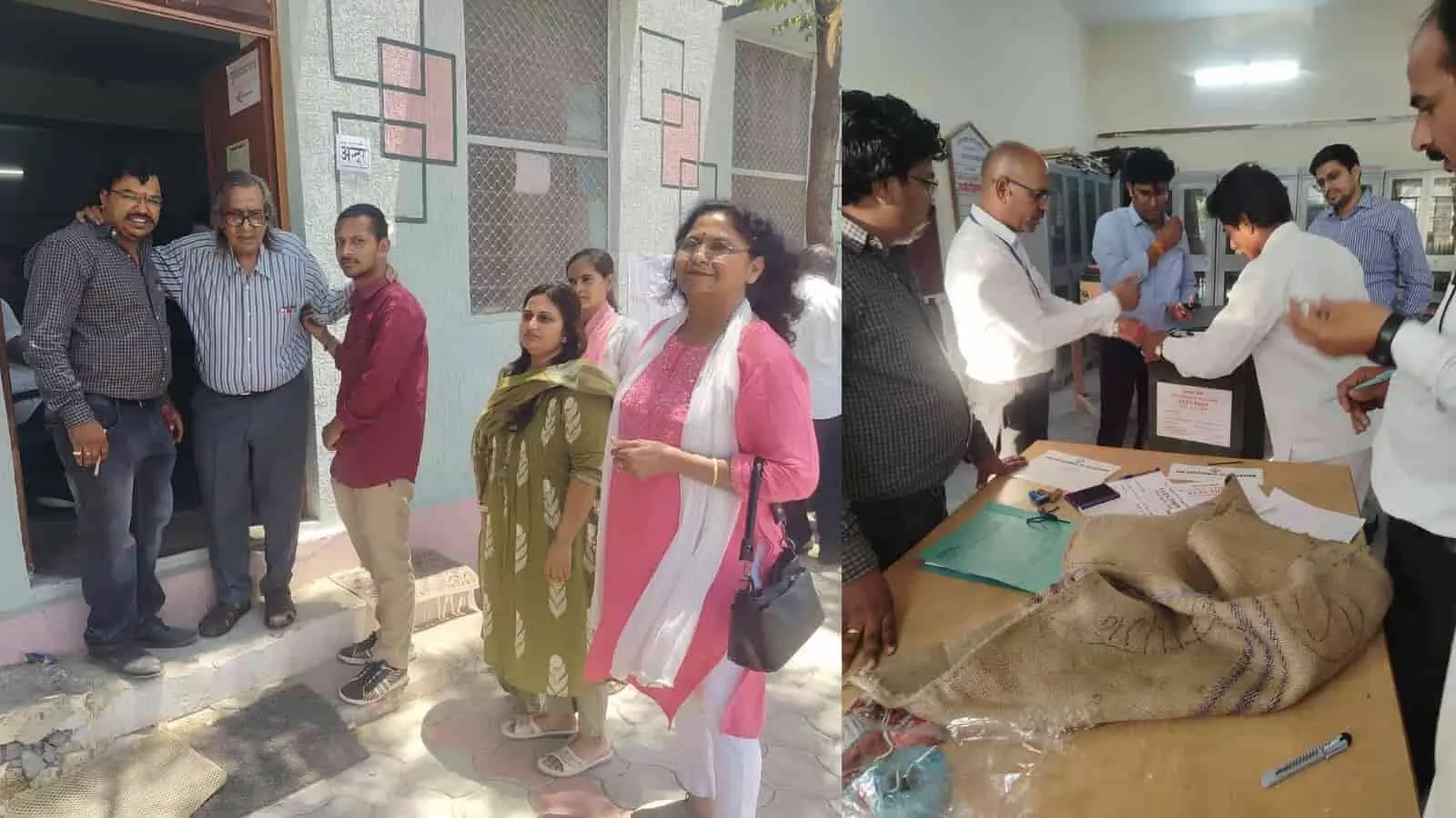 निम्बाहेड़ा बार काउंसिल चुनाव के दौरान मतदान केंद्र पर वोट देते अधिवक्ता और सुरक्षा घेरे में रखी मत पेटी। निम्बाहेड़ा बार काउंसिल चुनाव के दौरान मतदान केंद्र पर वोट देते अधिवक्ता और सुरक्षा घेरे में रखी मत पेटी।