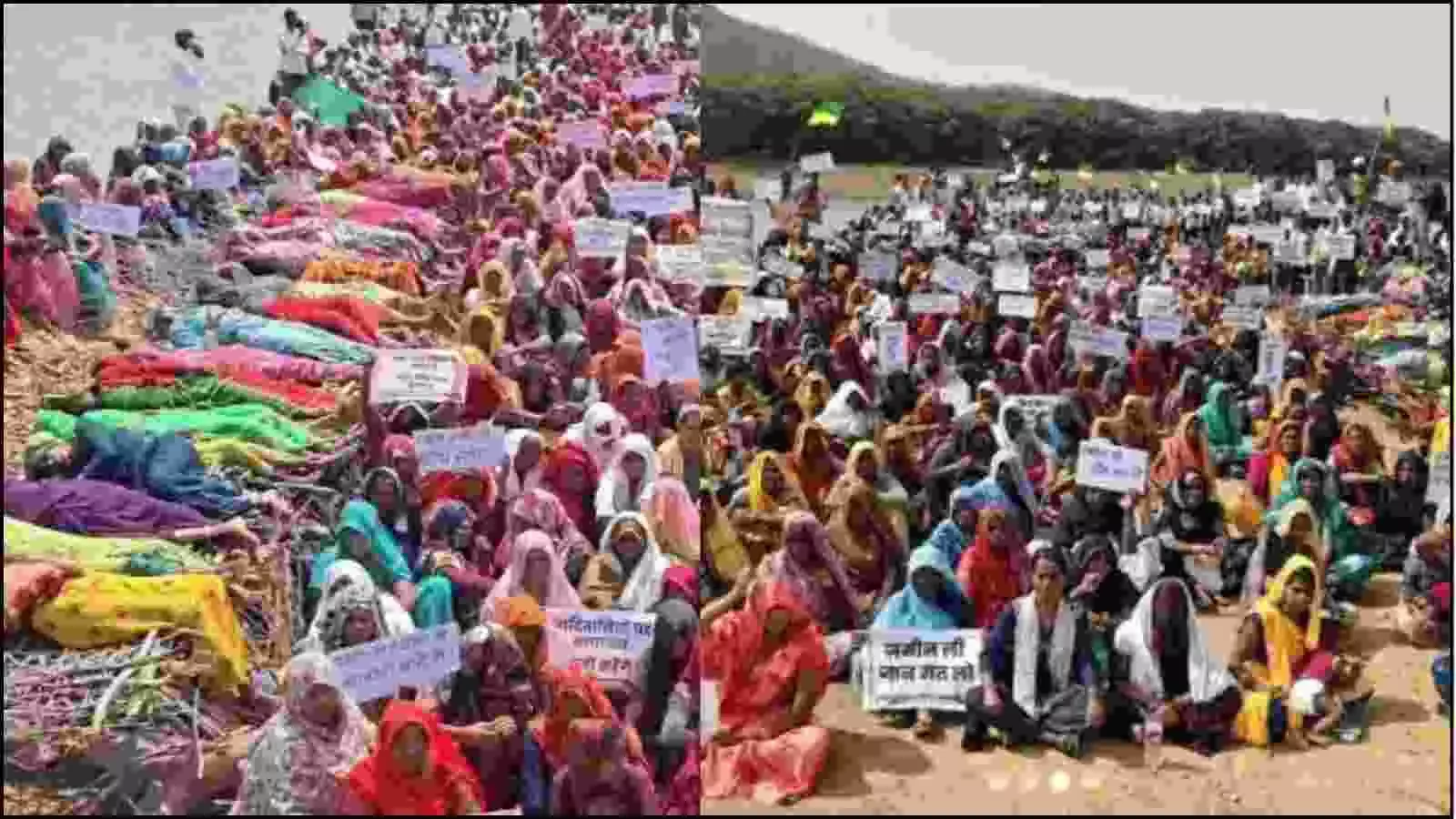 मध्य प्रदेश के छतरपुर में केन-बेतवा लिंक परियोजना के कारण विस्थापन के डर से दाउधन बांध स्थल के पास प्रतीकात्मक चिताओं पर बैठकर विरोध प्रदर्शन करतीं आदिवासी महिलाएं। मध्य प्रदेश के छतरपुर में केन-बेतवा लिंक परियोजना के कारण विस्थापन के डर से दाउधन बांध स्थल के पास प्रतीकात्मक चिताओं पर बैठकर विरोध प्रदर्शन करतीं आदिवासी महिलाएं।