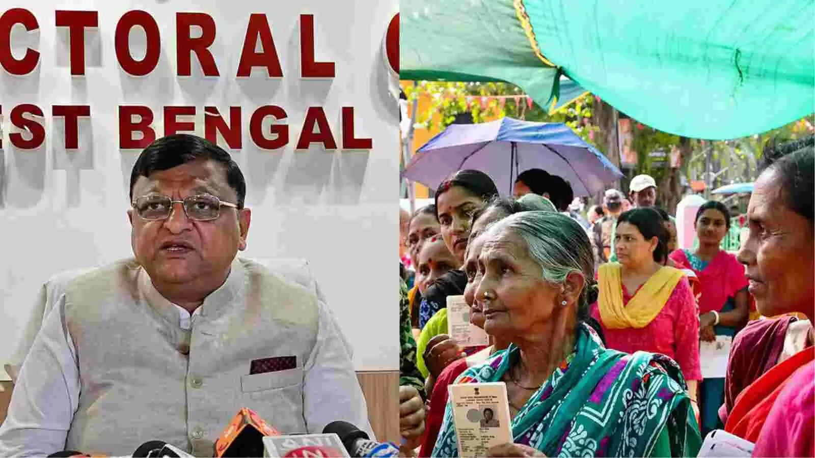 चुनाव आयोग कार्यालय में ज्ञानेश कुमार और मतदान केंद्र पर कतार में खड़ी महिलाएं पश्चिम बंगाल विधानसभा चुनाव के संदर्भ में। चुनाव आयोग कार्यालय में ज्ञानेश कुमार और मतदान केंद्र पर कतार में खड़ी महिलाएं पश्चिम बंगाल विधानसभा चुनाव के संदर्भ में।