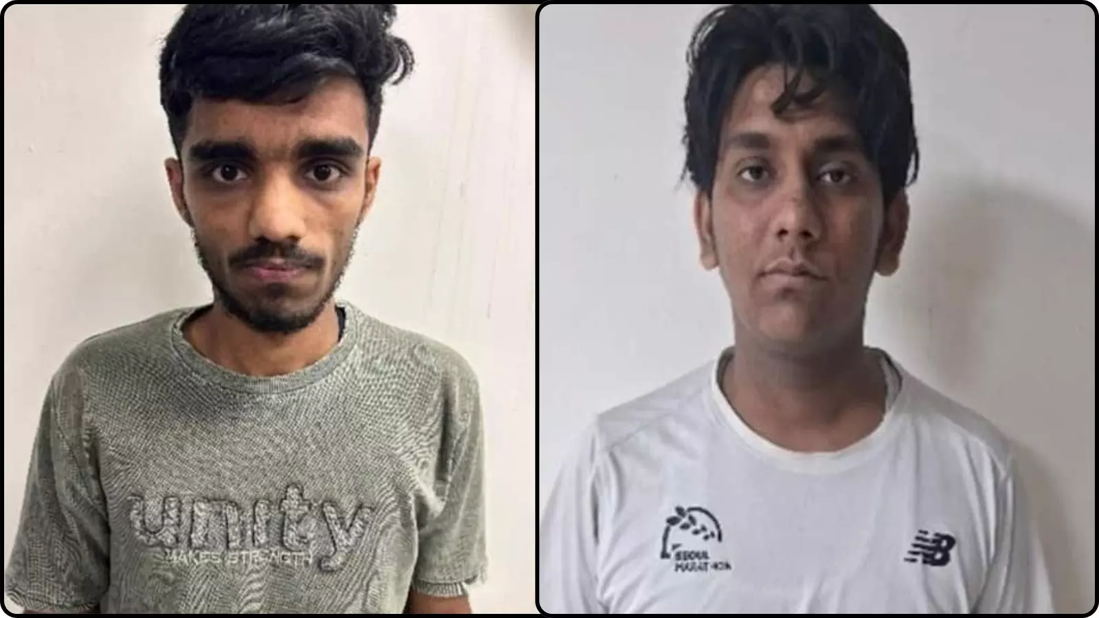 दो संदिग्ध युवक तुषार चौहान और समीर खान सफेद बैकग्राउंड के सामने यूपी एटीएस गिरफ्तारी के संदर्भ में। दो संदिग्ध युवक तुषार चौहान और समीर खान सफेद बैकग्राउंड के सामने यूपी एटीएस गिरफ्तारी के संदर्भ में।